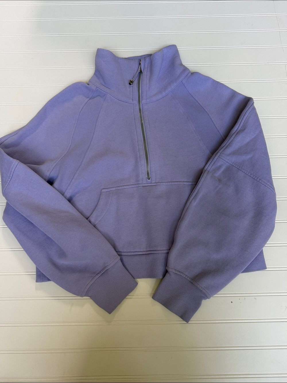 (368)Lululemon Half Zip Cropped Sweatshirt Lavender Purple Funnel Neck XS/S